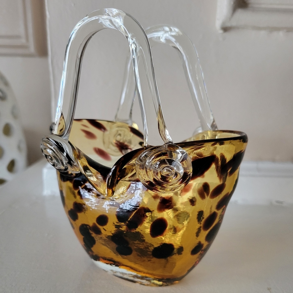 Murano Style Art Glass Purse Vase
